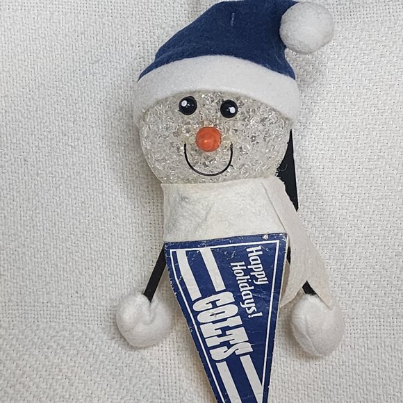 NFL Licensed Snowman Pennant Indianapolis Colts Happy Holiday Light Up Ornament - Picture 7 of 16